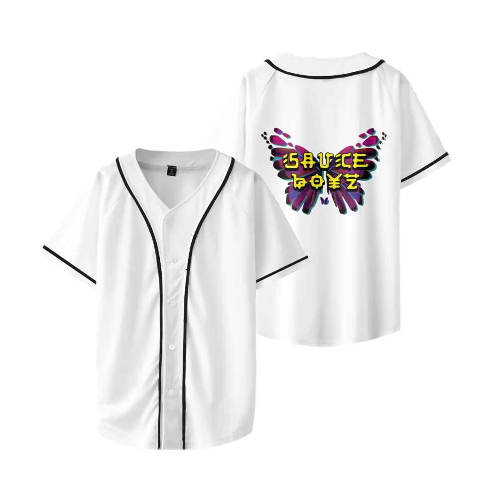 

Junior H Butterfly SAD BOYZ Baseball Jersey Harajuku Thin button Baseball Uniform Baseball Jersey Fro EDM