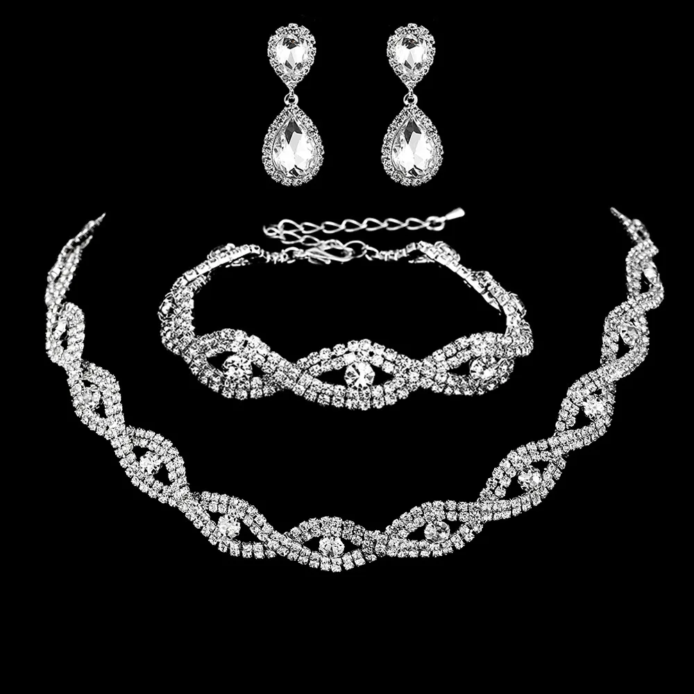 4-piece Women\'s Claw Chain Series Eye Necklace with Earrings Bracelet Set Banquet Party Accessories