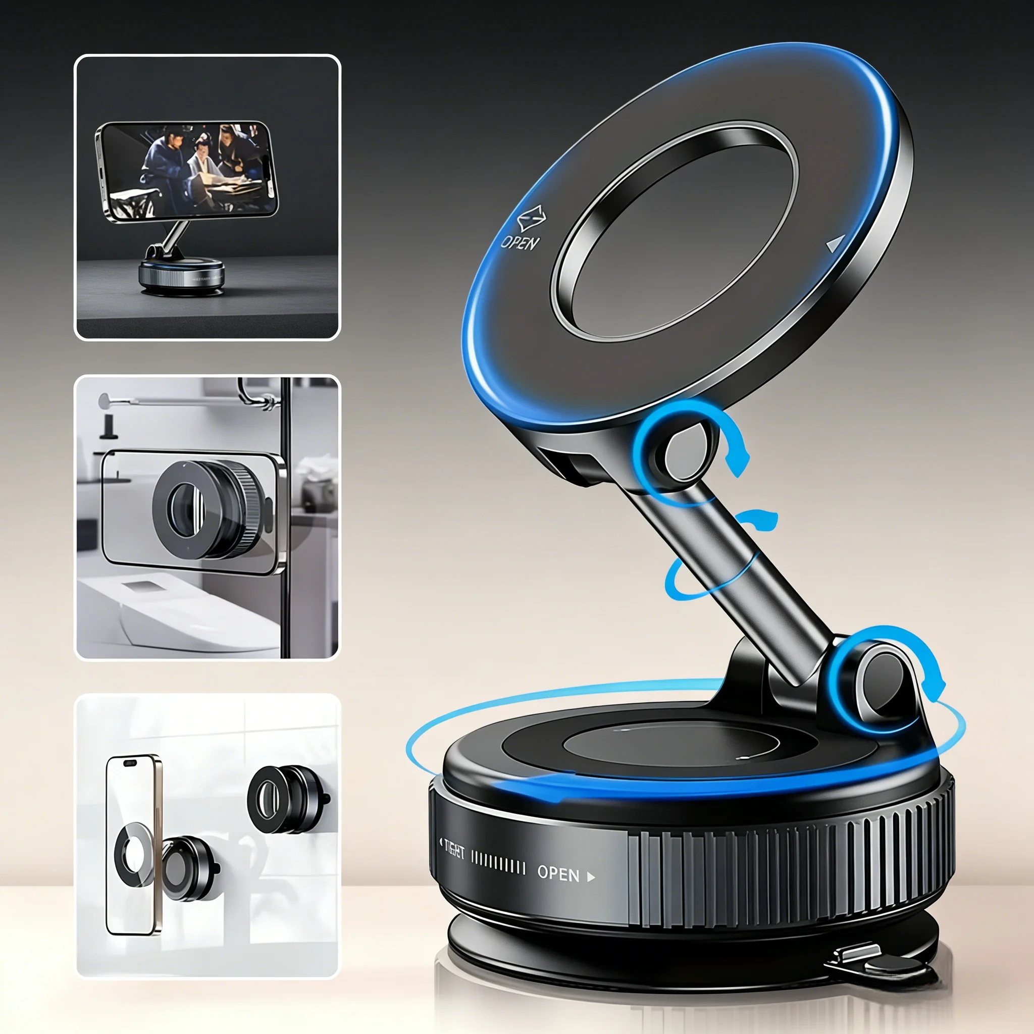 Car phone holder 2025 new vacuum adsorption magnetic suction car navigation dedicated suction cup car support