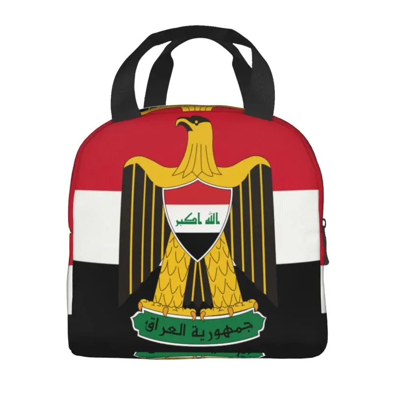 Emblem Of Iraq Insulated Lunch Bags for Women Iraqi Flag Eagle Resuable Thermal Cooler Bento Box Work School Travel