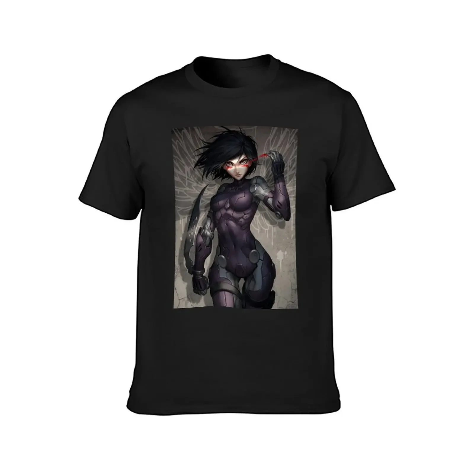 Guunm - Battle Angel :warrior Gally T-Shirt hippie clothes blue lock plus size tops t shirts men