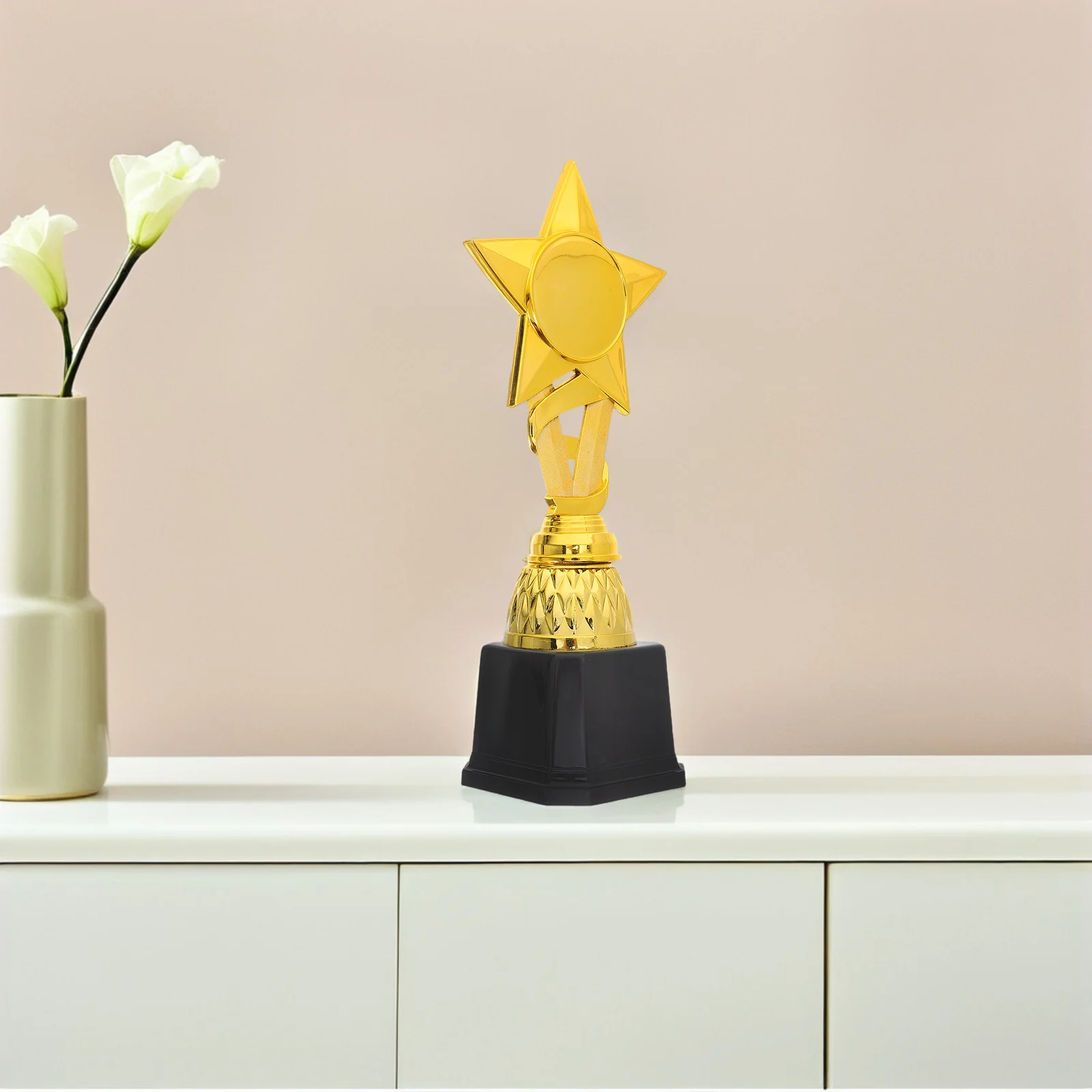 

25 Cm Small Trophy Award Ribbon Star Mini Trophies Golden Volleyball Kids Staff Games