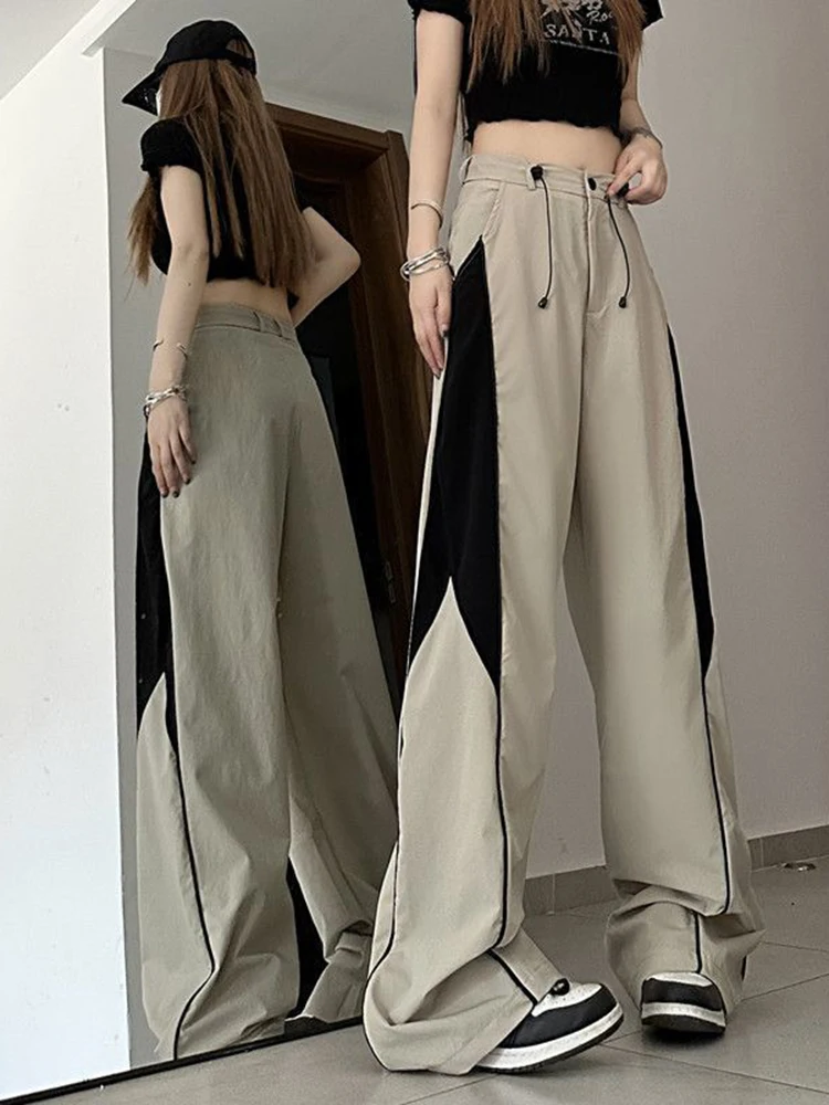 

Брюки-карго женские в стиле ретро, свободные штаны в американском стиле, в стиле хип-хоп, уличная одежда, повседневные штаны с завышенной талией, Y2K