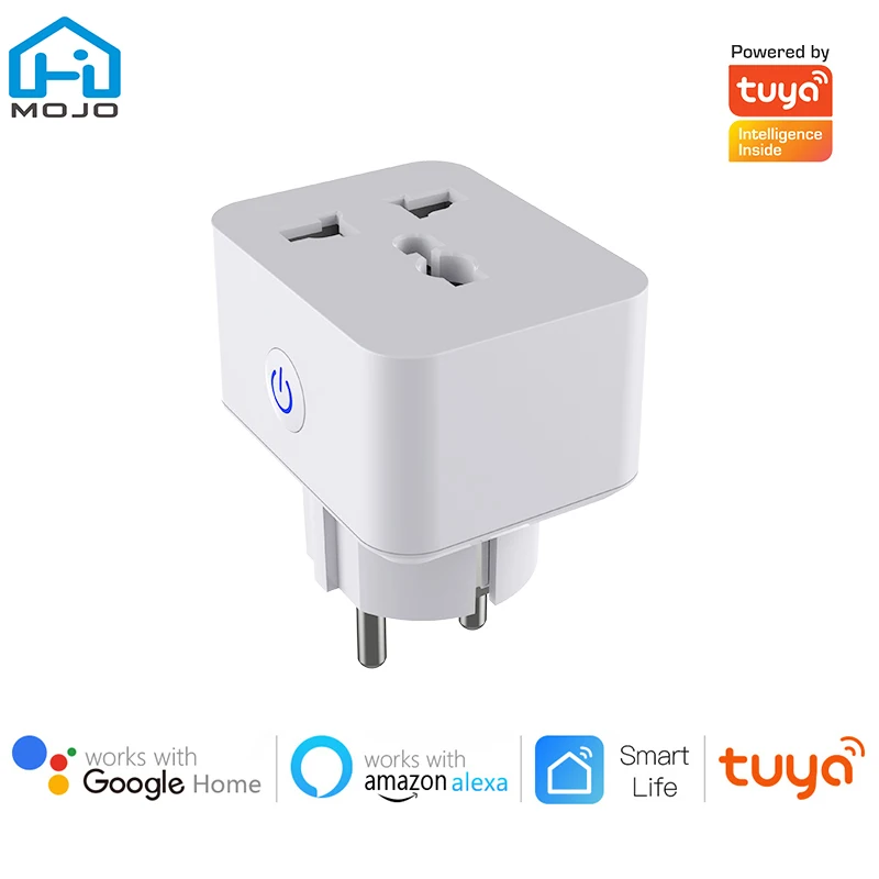 Smart Plug WiFi Universal Socket EU 15A With Power Monitor Timing Function Tuya Smart Life APP Control Works Alexa Google Home