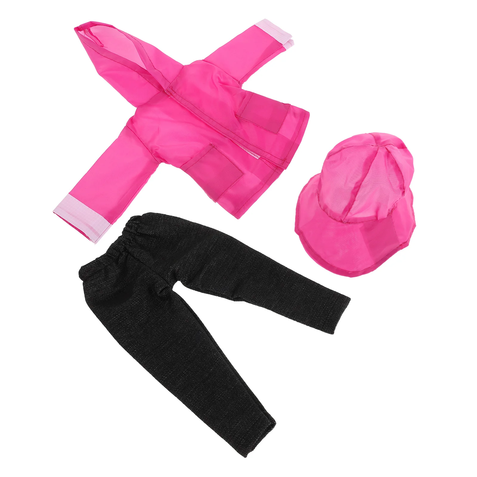 1Set Waterproof Pink Hooded Raincoat Pants Hat Rain Gear Outfit Easy on Off Dress Up 18 Inch Girl Accessories Mix Match