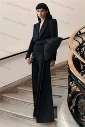 Black Bow Women Suits Set 2 Pieces Blazer+Pants Wedding Tuxedo Formal Tailored Size Jacket Red Carpet Catwalk Coat Prom Dress