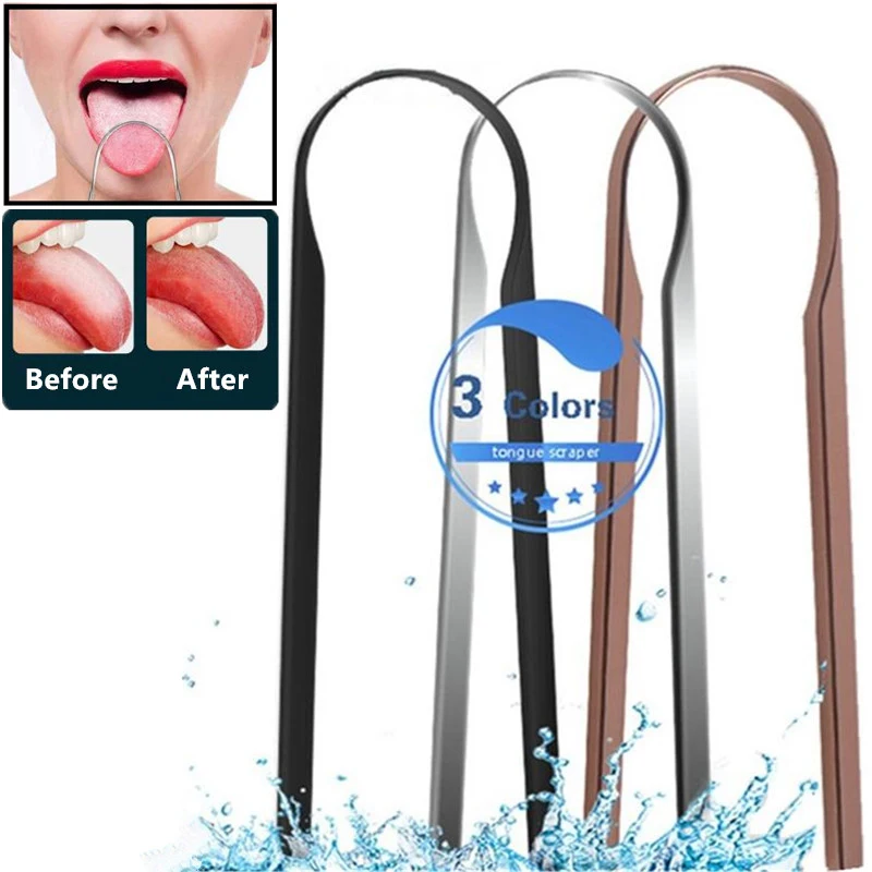 

1PCS Stainless Steel Tongue Scraper Fresh Breath Cleaning Coated Tongue Toothbrush Oral Hygiene U-shaped Metal Tongue Scraper