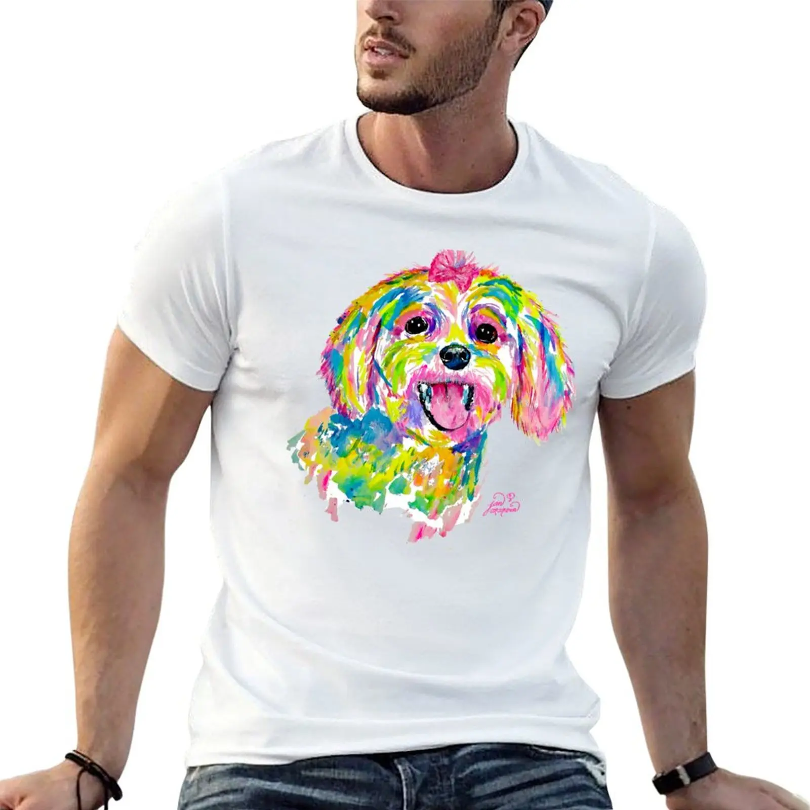 Frise Camiseta de algodón pintura t Bichon t esencial o maltés camisa paquete camisa