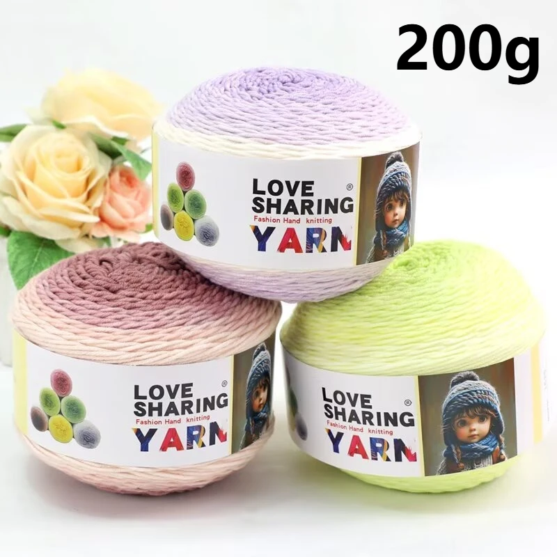 

High End Magic Colored Milk Cotton Yarn, DIY Crochet Sweater,Scarf,Shawl, Carpet Material Thread, 200g/1pc 5 Strand Chunky Yarn