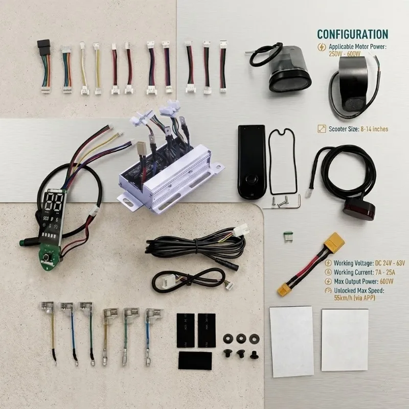 

Комплект контроллеров для электросамокатов Smart APP, 7 шт., 250-600 Вт, для Xiaomi M365/G30, Foston, Digma, 8-14 дюймов, 24-63 В, 7-25 А, 55 км/ч, разблокировка