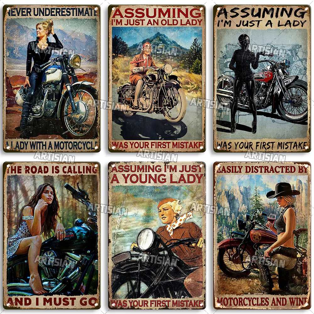 Artisian Motorcycle Metal Sign Motorbike  Tin Plaque Racing Riding Decorative Poster Wall Decor Garage Bar Pub Club Hotel Cafe