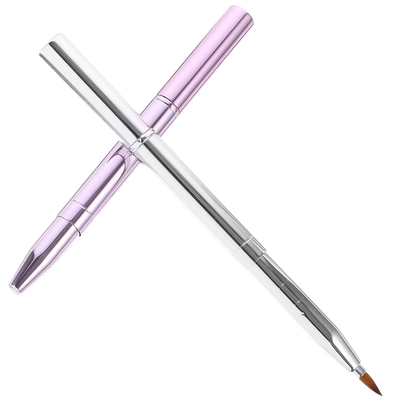 2 個両端リップブラシ格納式プレミアムメイクアップツールリップグロスコンシーラー適用用ポータブルコンパクトデザイン柔軟