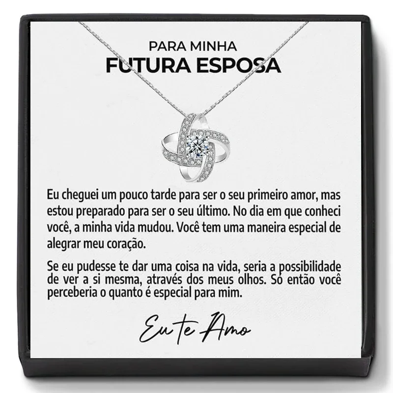 Futura Esposa Necklace for Women Portuguese Wife Husband Fashion Girl Necklace Heart Pendant Necklaces Jewelry Valentines Day