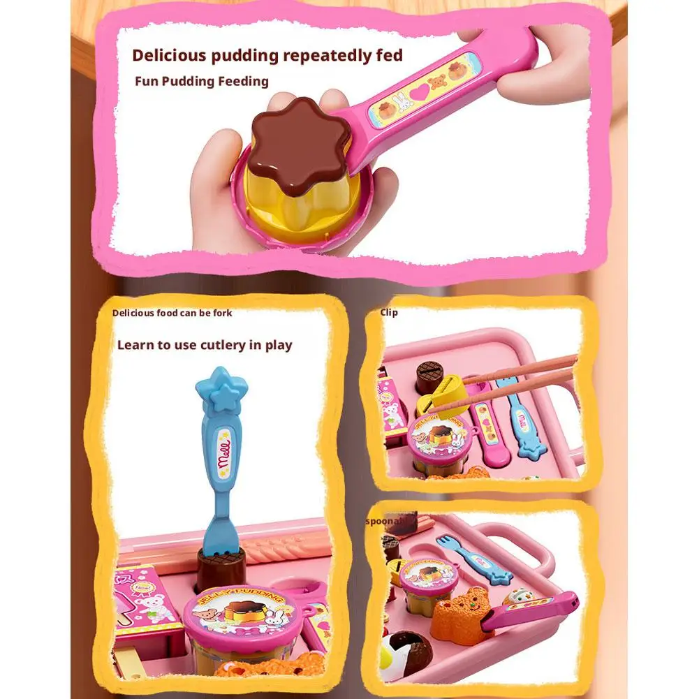 ของเล่นอาหารใหม่ ชุดของเล่นป้อนอาหารหมีน้อย จานอาหารเบนโตะ บทบาทสมมติ ของเล่นเสริมพัฒนาการเด็กเล็ก ของเล่นบทบาทสมมติในบ้าน ของขวัญสำหรับเด็ก