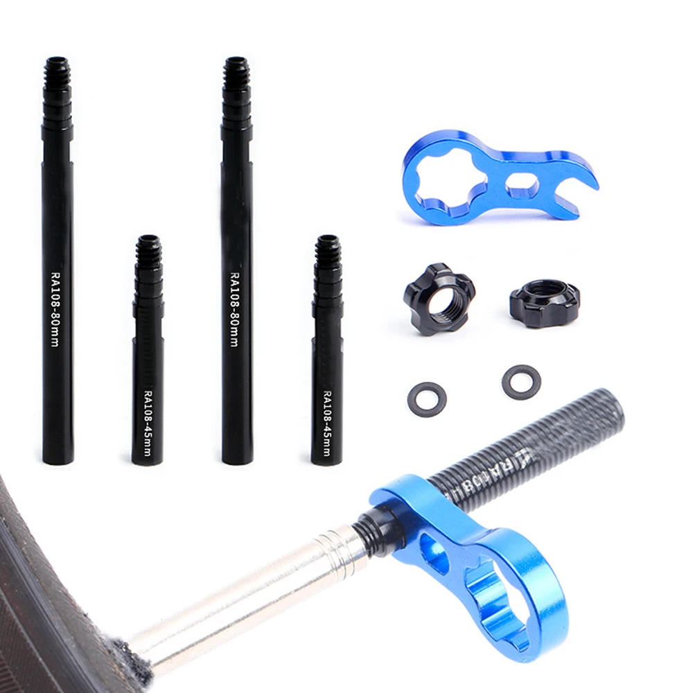 45mm 80mm Removable Integrated With Wrench Bicycle Parts Presta Valve Extender Inner Tubes Valve Extension Bike Accessories