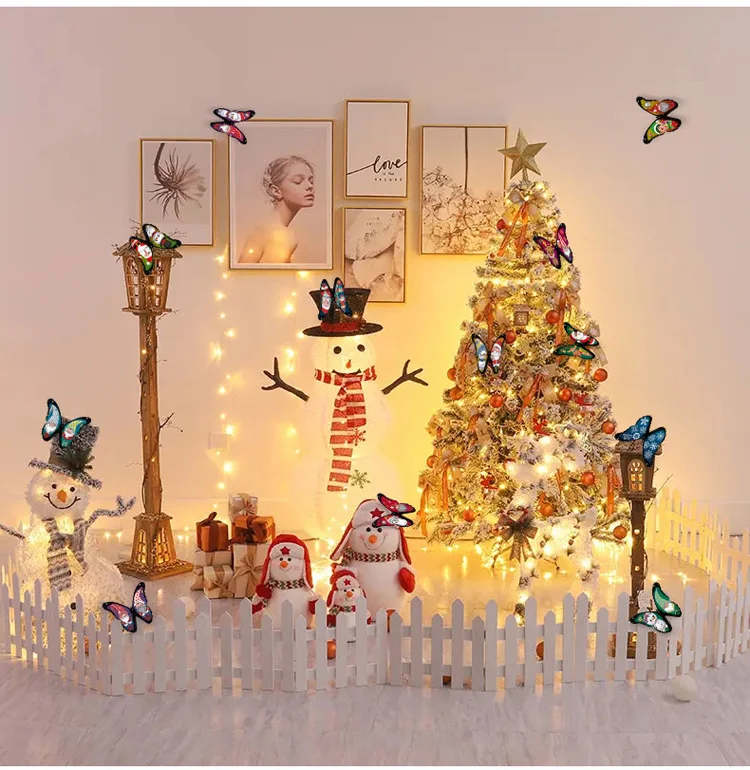 12-teiliges Set Weihnachts-Schmetterling Wandaufkleber 3D Schmetterlinge Raumdekoration Haus- und Gartendekoration Magnet Festival-Dekor Aufkleber – Detail 4