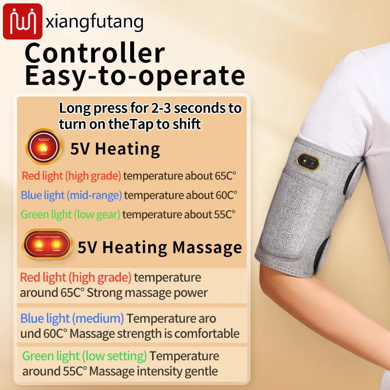Protector de brazo calefactor de luz roja portátil con masajeador de vibración alivia el dolor muscular overexerencia recuperación del brazo mantener caliente