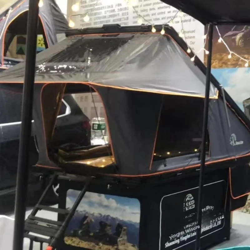 2026 Heavy Duty Aluminum Hard Shell Roof Top Tent Double-layer Quick-Setup Waterproof 4 Season Triangle Car Offroad 4x4