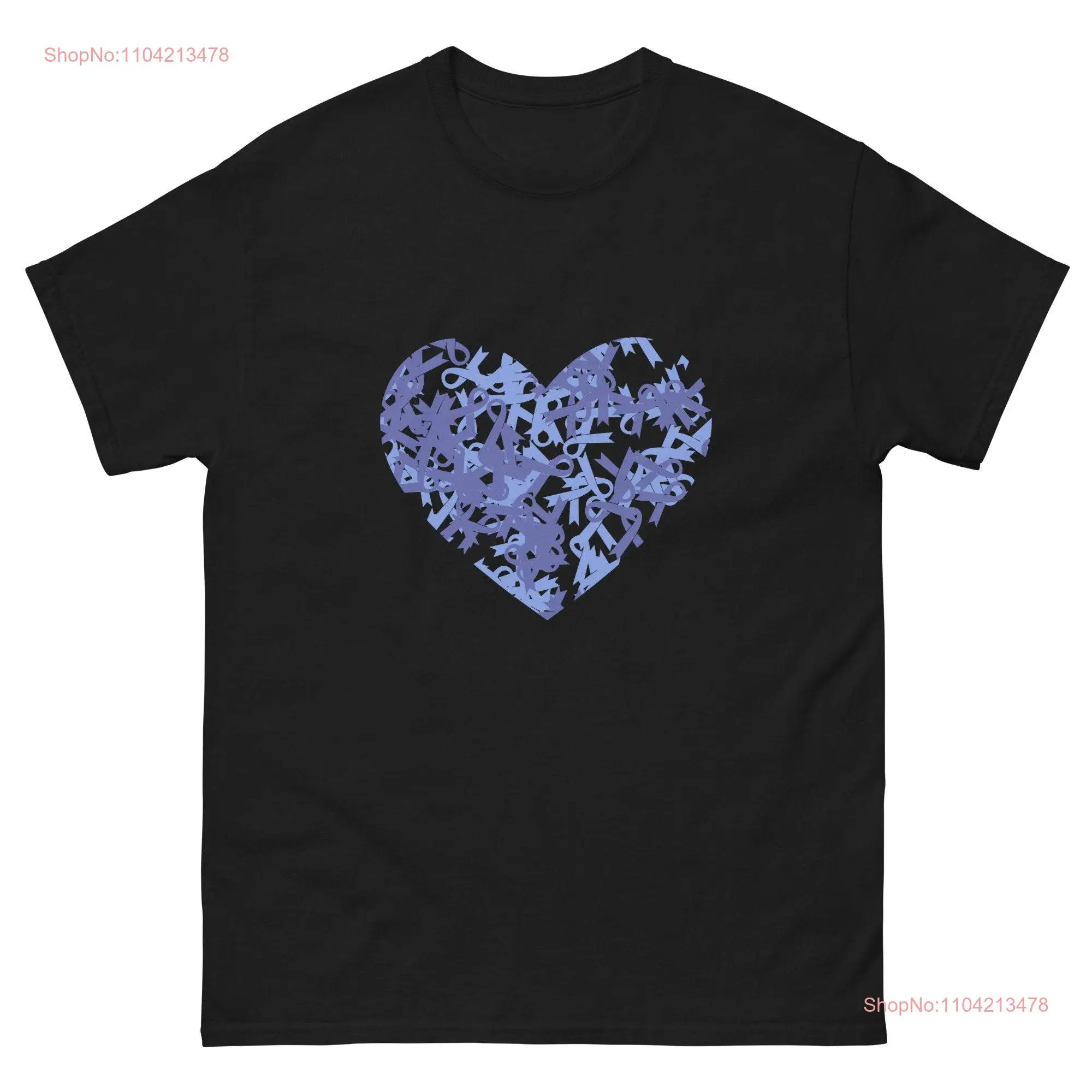 Colon Cancer Ribbon HearT T Shirt Awareness Dark Blue Support Survivor long or short sleeves