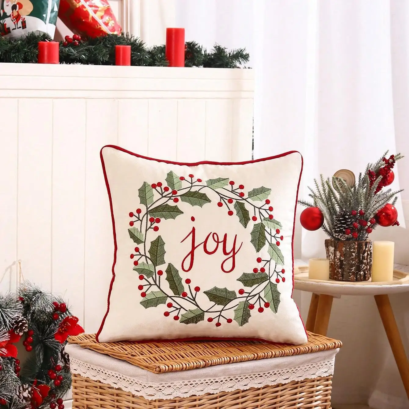 Christmas Flower Ring Pillowcase Amazon Bestseller Home Car Seat Cushion Cushion Cover Living Room Velvet Pillowcase