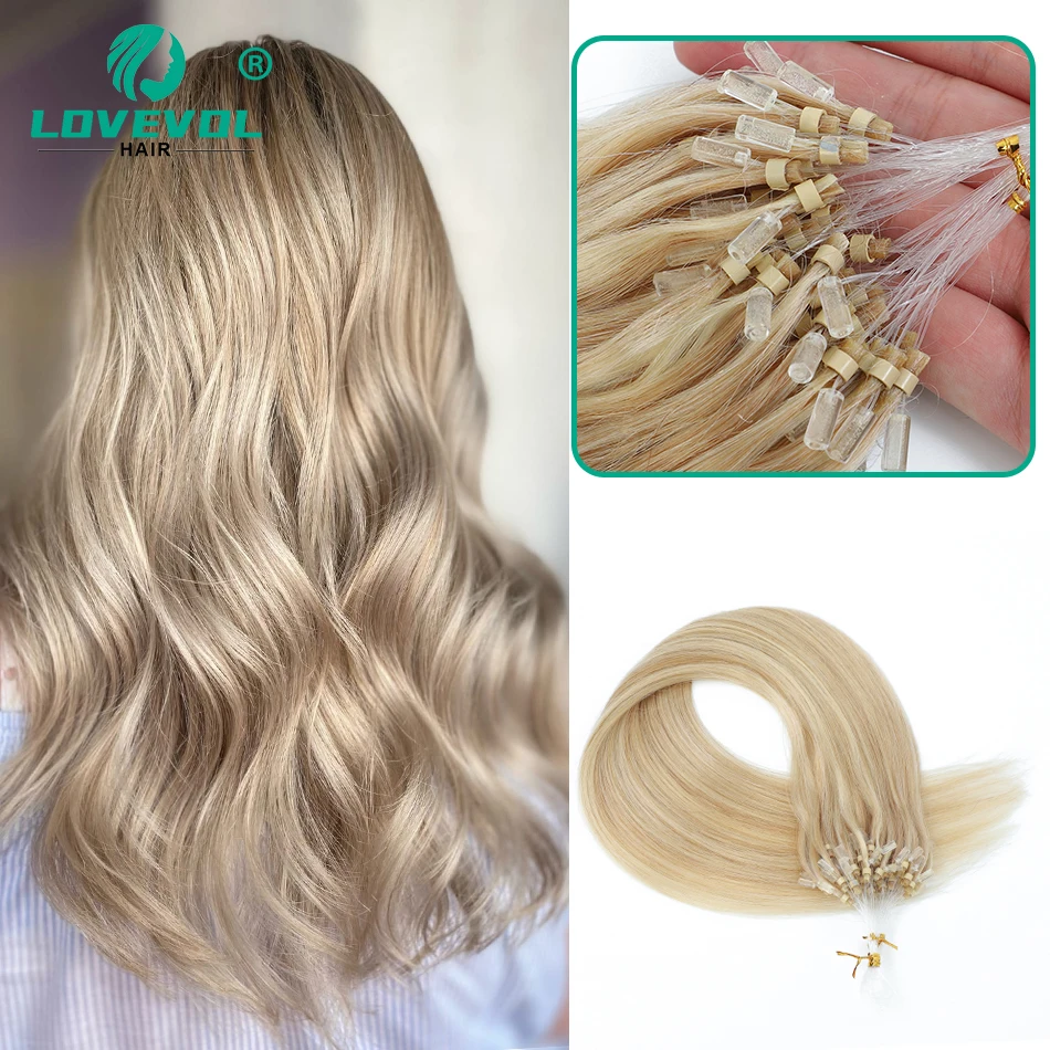 1.0 Grams Micro Loop Human Hair Extension Straight Micro Bead Hair Extensions Straight Remy Hair Mirco Rings 100% Human Hair