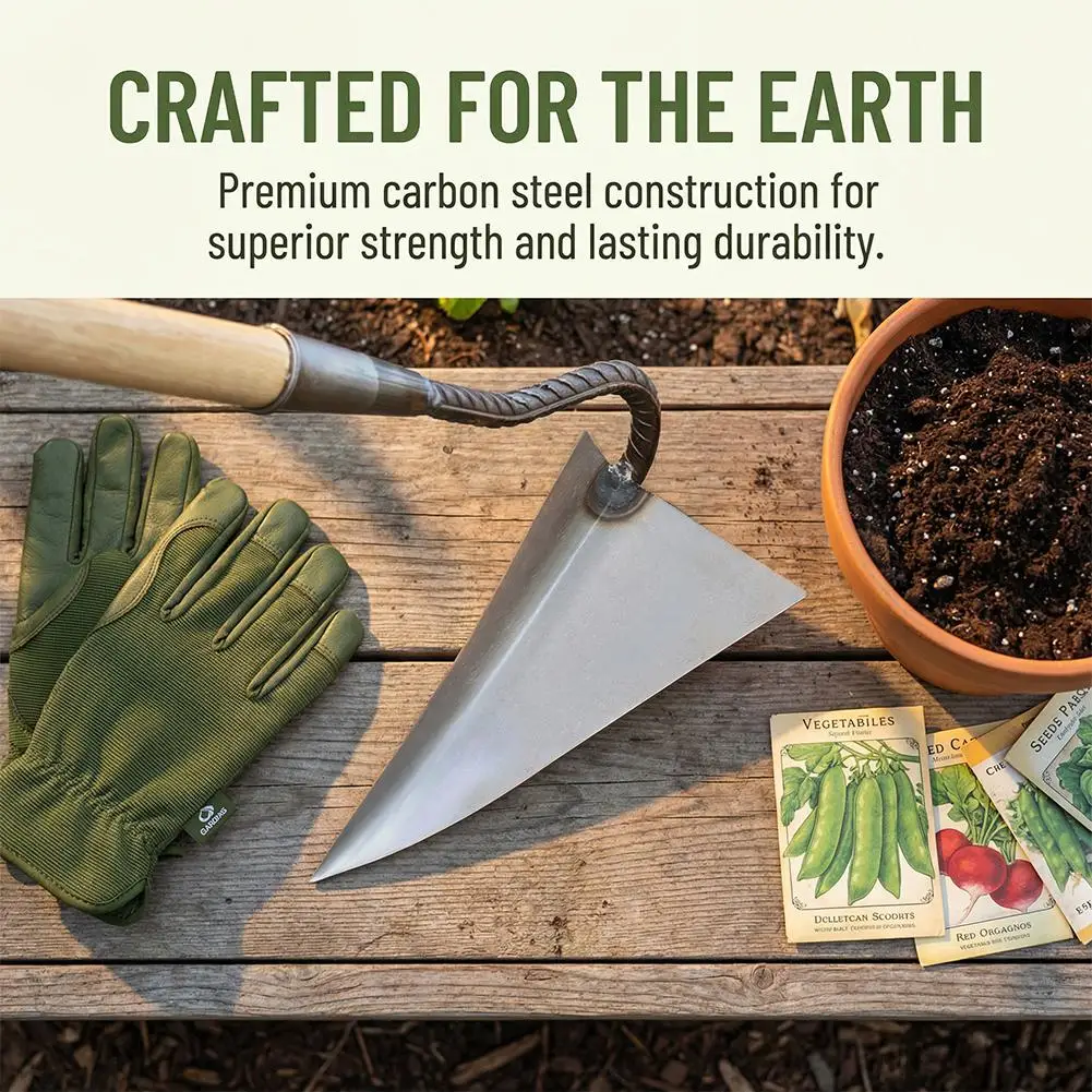 Carbon Steel Triangle Hoe Premium Garden Weeding Tool for Tilling Weeding & Soil Turning Durable for Backyard Gardening