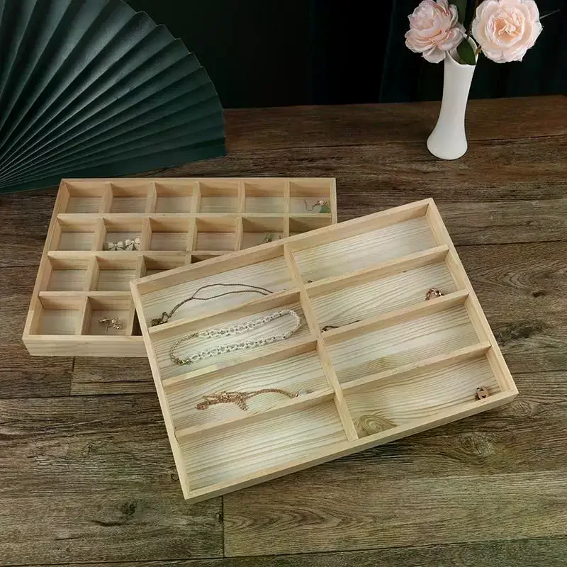 Wooden Stackable Exquisite Jewelry Display Holder Portable Ring Earrings Necklace Organizer 1Pcs