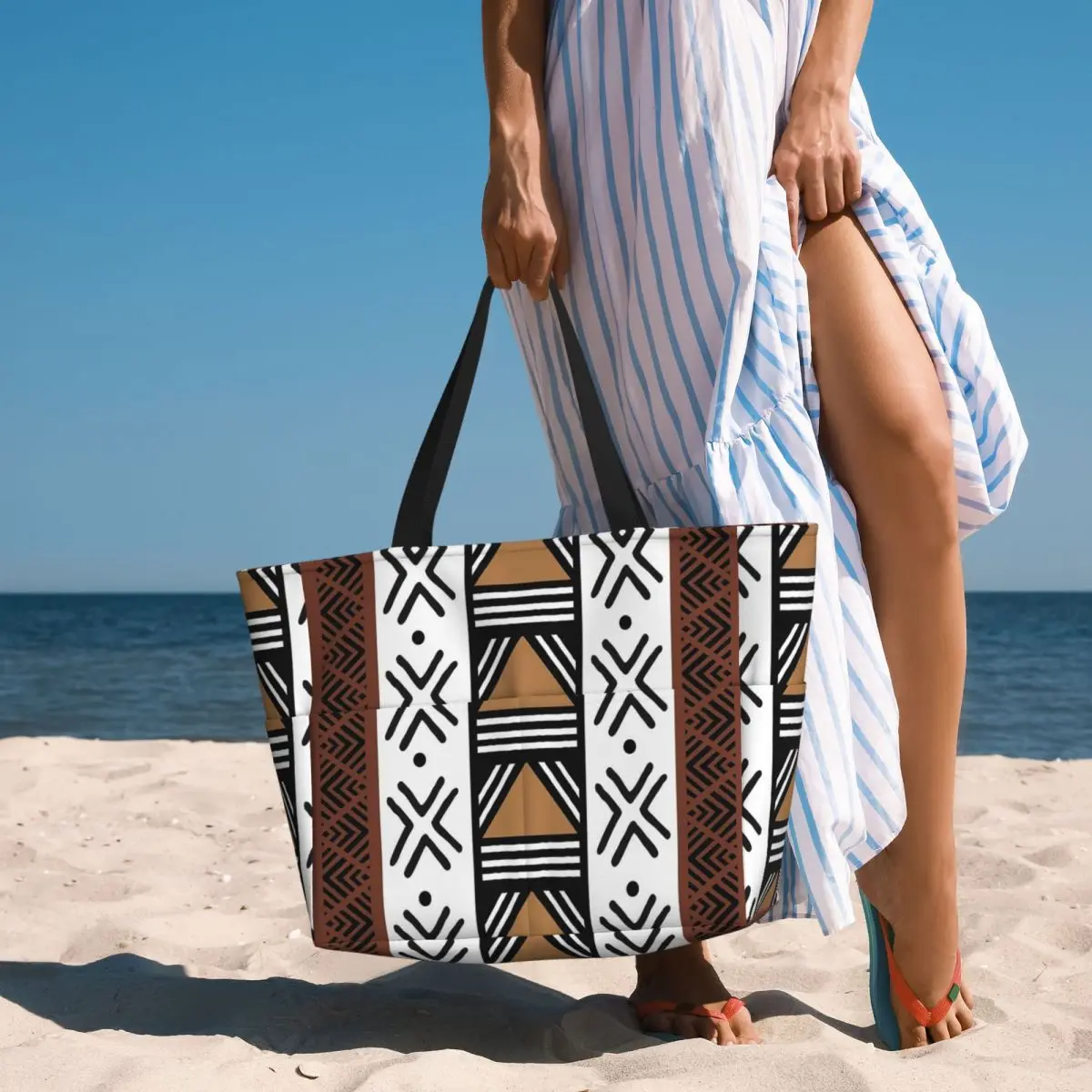 

Пляжная большая сумка с африканским племенным узором Bogolan, спортивная сумка для занятий йогой, большая большая сумка, женская дорожная сумка, сумка для фитнеса