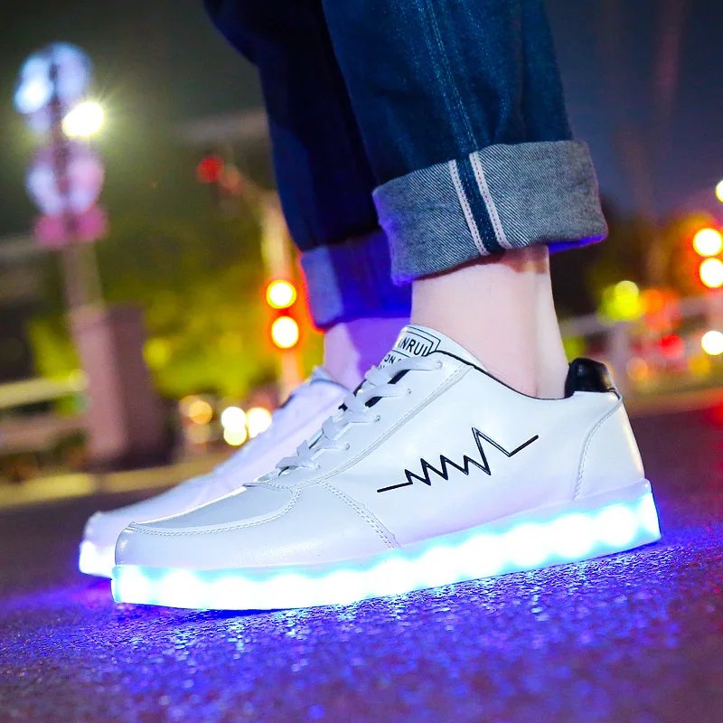 Adult USB Charging Colorful Light Walking Shoes Male and Female Light Shoes Couples Luminous Board Shoe