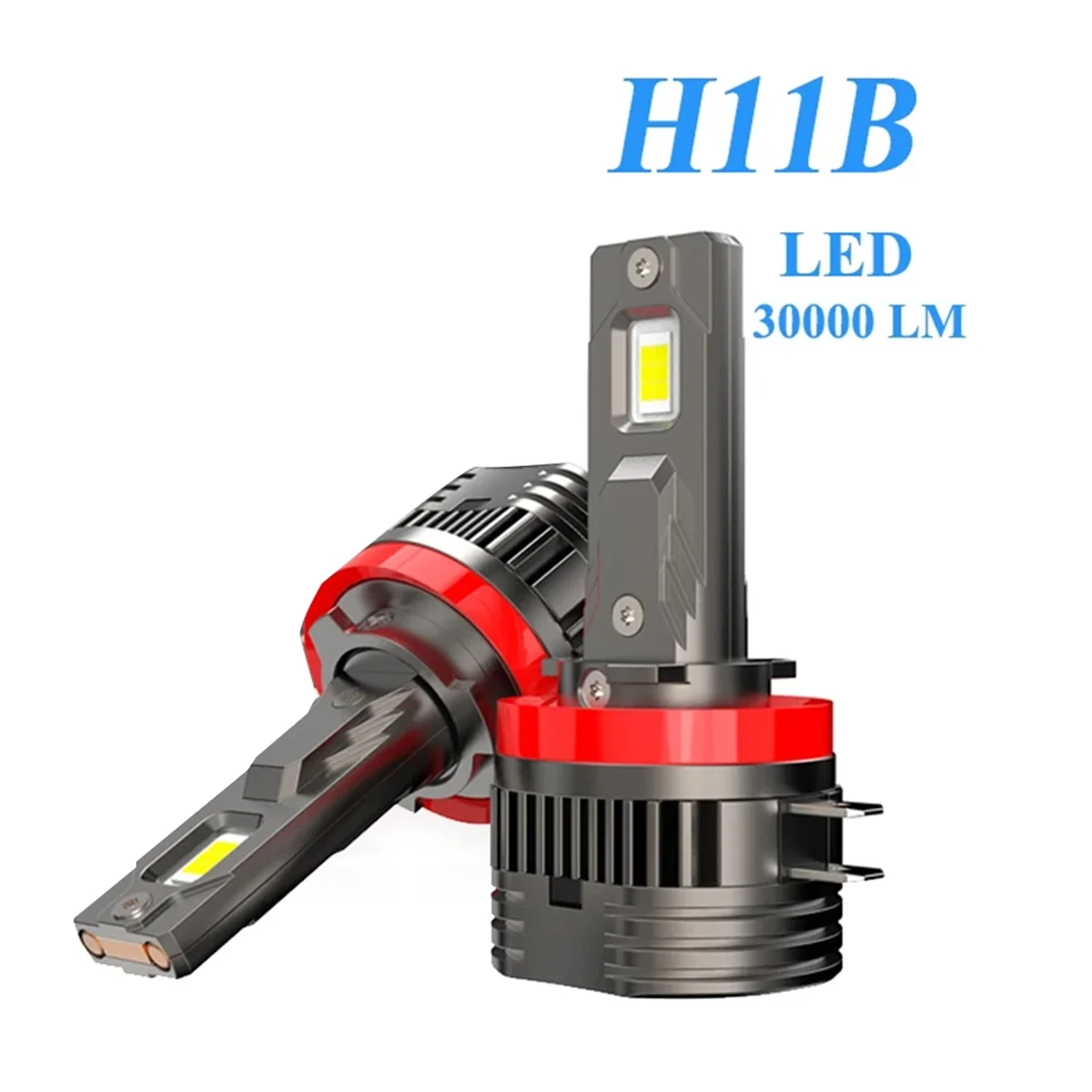 2PCS H11B LED Headlight Bulb Turbo 80W 30000LM Low Beam High Beam 6000K White for Fiesta Hyandai Plug and Play