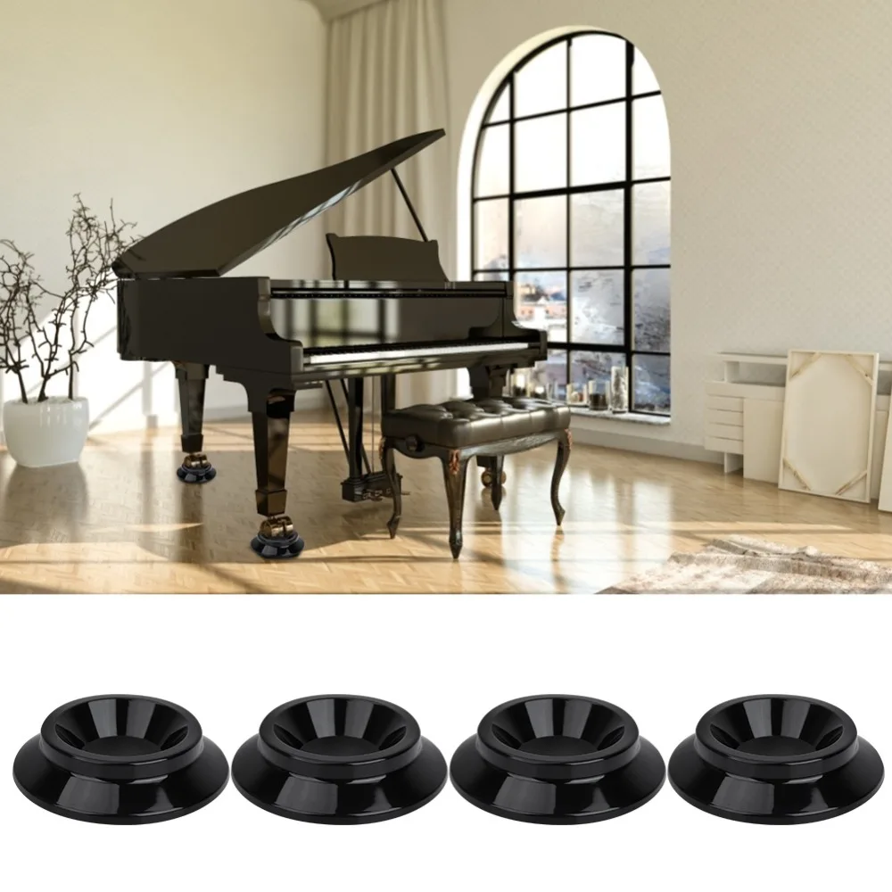 8PCS Plastic Piano Foot Pads Anti-Slip Design Black Color Piano Caster Cups Round Shape Piano Floor Protectors Piano Practice