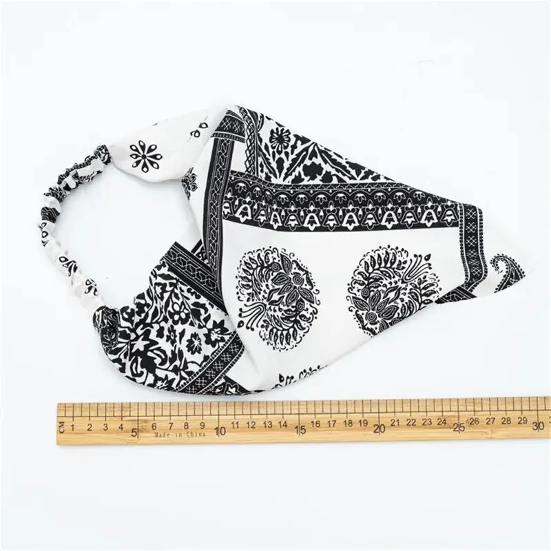 2pcs Paisley Printing Hair Scarf Vintage Triangle Bandanas Hairband Headband Elastic Headwrap Boho Hair Accessories