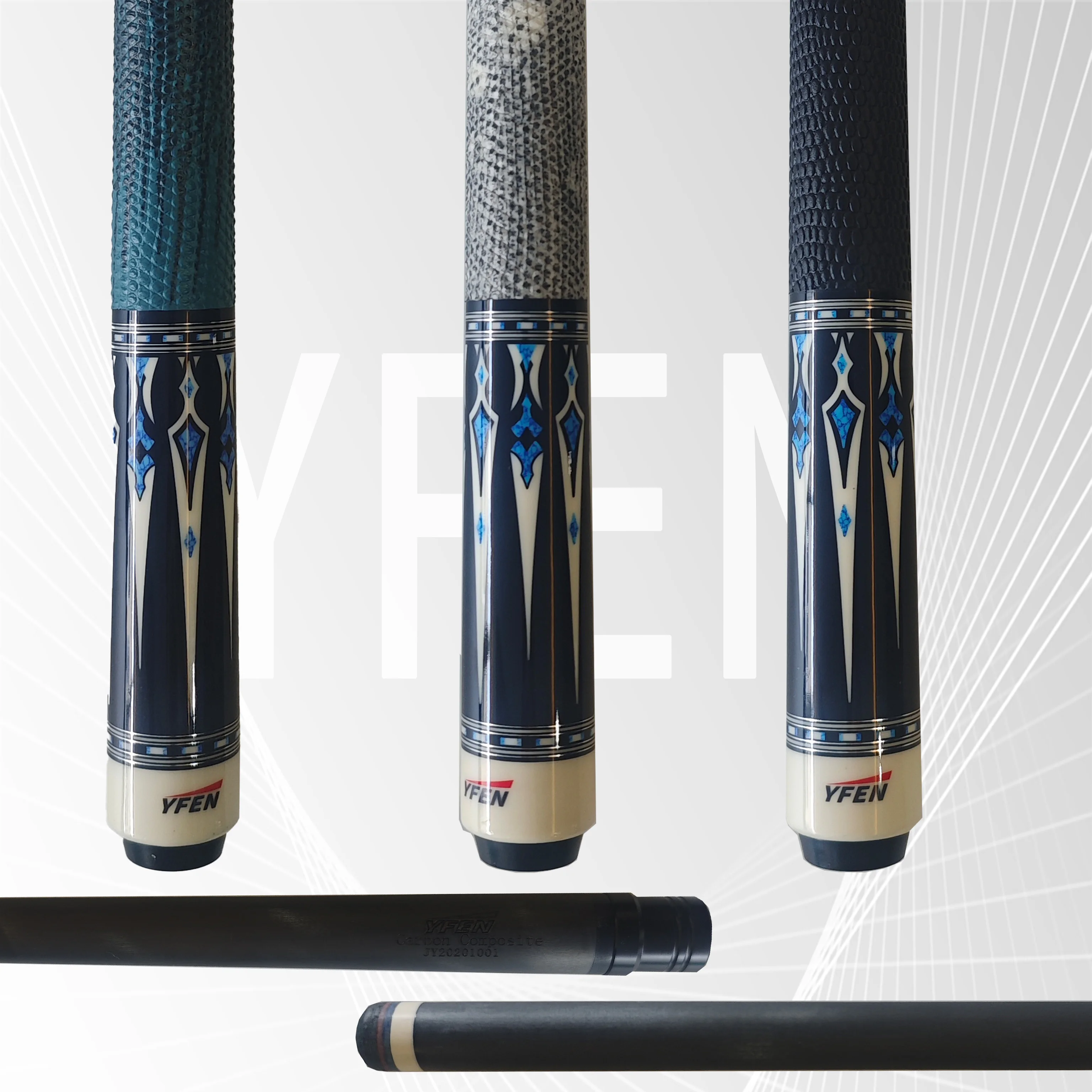 

Конкурентоспособная цена, высокое качество, ручная работа, углеродное волокно Yfen 11,5/12,5 мм, 1/2 бильярдный кий Tacos De Billar с кожаной ручкой