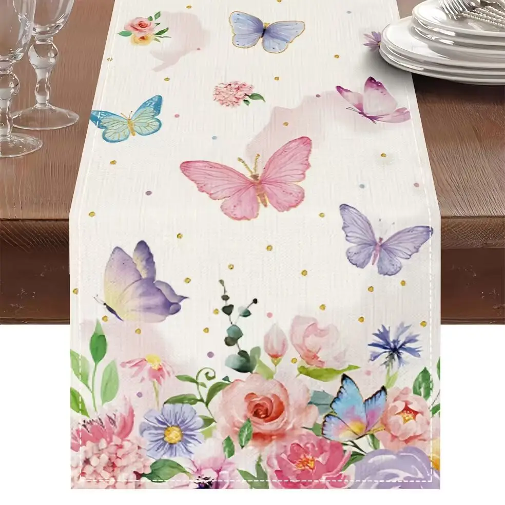 

1Pc, Colorful Butterfly Table Runner, a Gift for Friends, Suitable for Kitchen, Dining Table, and Family Gatherings, Holiday and Anniversary Decorations, a Must-Have for Home and Kitchen