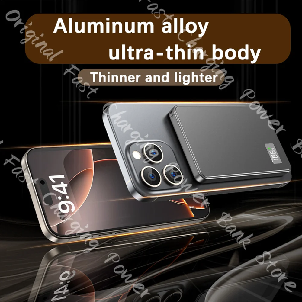 مصدر طاقة مغناطيسي لاسلكي معدني رفيع للغاية بقدرة 30000 مللي أمبير في الساعة يدعم شحن PD25W مناسب لهاتف Samsung IPhone