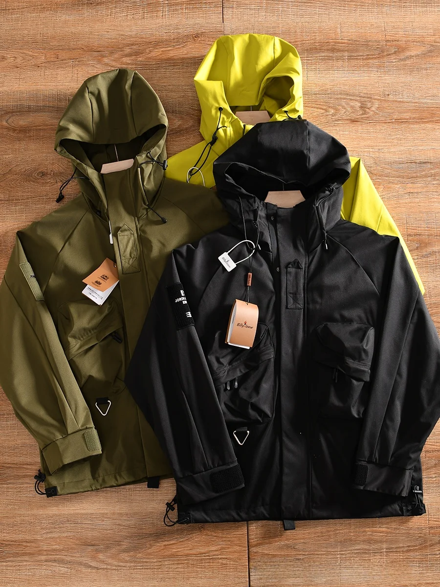 Outdoor Men's Hooded Jacket Sports Casual Windbreaker Coat 3D Cutting Standard Version Long Sleeve Zipper Closure  Color