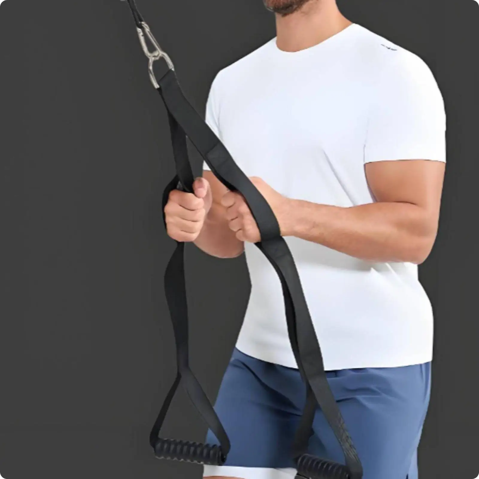 Bande de musculation à double poignée avec grip texturé pour machines à câbles et entraînements à domicile