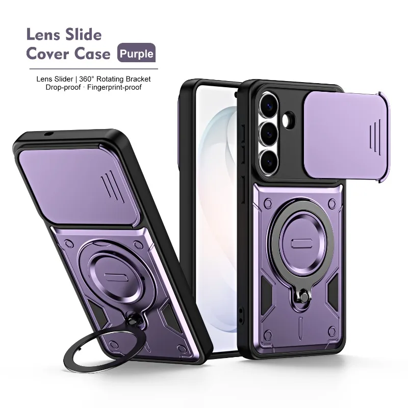 Lens Protector Ringand 360 Rotating Magnetic Bracket Kickstand Shockproof Case for Samsung Galaxy S26 Ultra S26 Plus Cover