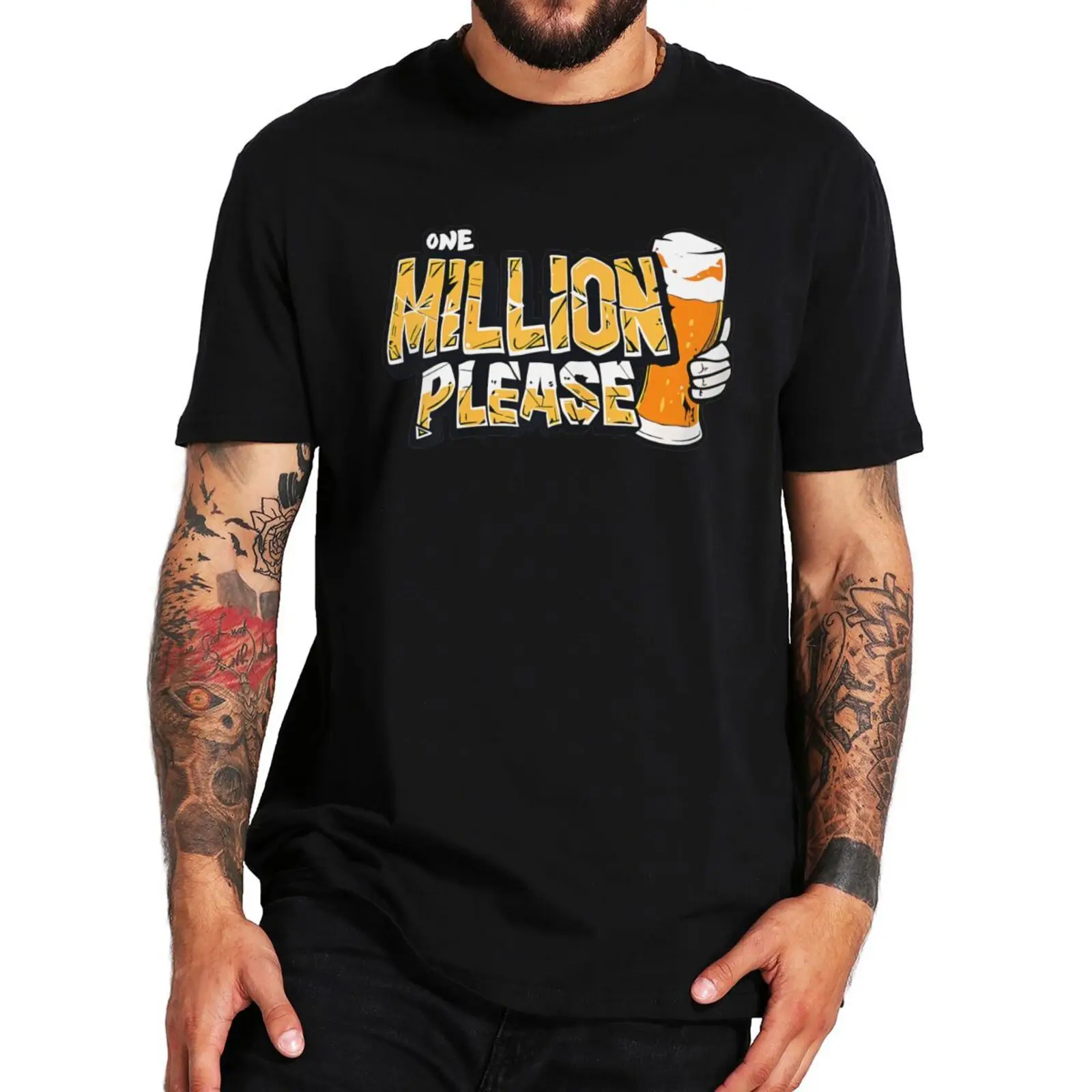 

One Million Beers T Shirt Funny Beer Drinking Meme Vintage T-shirts EU Size 100% Cotton Soft Unisex Summer Tee Tops