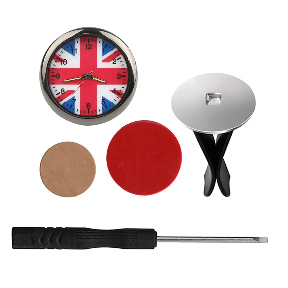 

Miniature Car Clock Decorations Stainless Steel Union Jack Clock for Interior Car Metal Mini Unique Automatic Timepiece