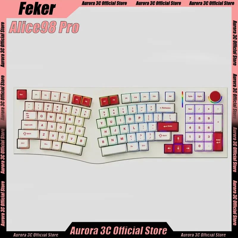 New FEKER Alice98Pro 3Mode Mechanical Keyboard Alice Wireless Keyboards RGB Ergonomics Hot-Swap Custom Alice98 Pro Game Keyboard