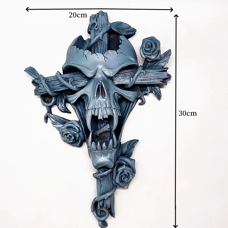 Large vampire skull cross DIY epoxy resin mold skull silicone mold Halloween horror house desktop decoration candle mold