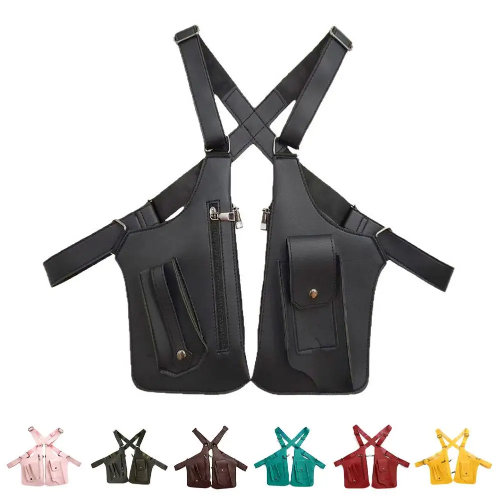 Double Shoulder Strap Multi-Pocket Outdoor Anti-Theft Tactical Fishing Bag Waterproof PU Multi-Purpose Men's Crossbody Bags