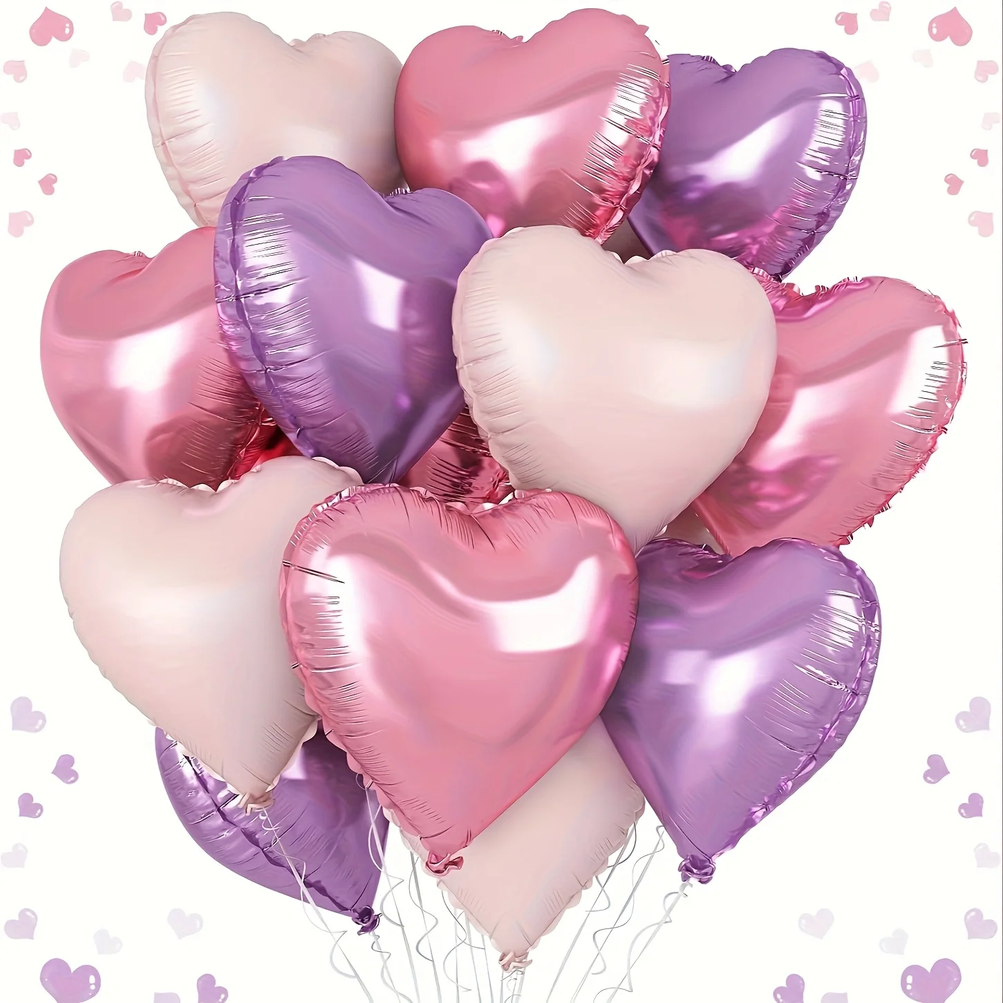 12 pièces ballons coeur violet rose pastel 18 pouces ballons en aluminium en forme de coeur fête d'anniversaire décoration de la saint-valentin