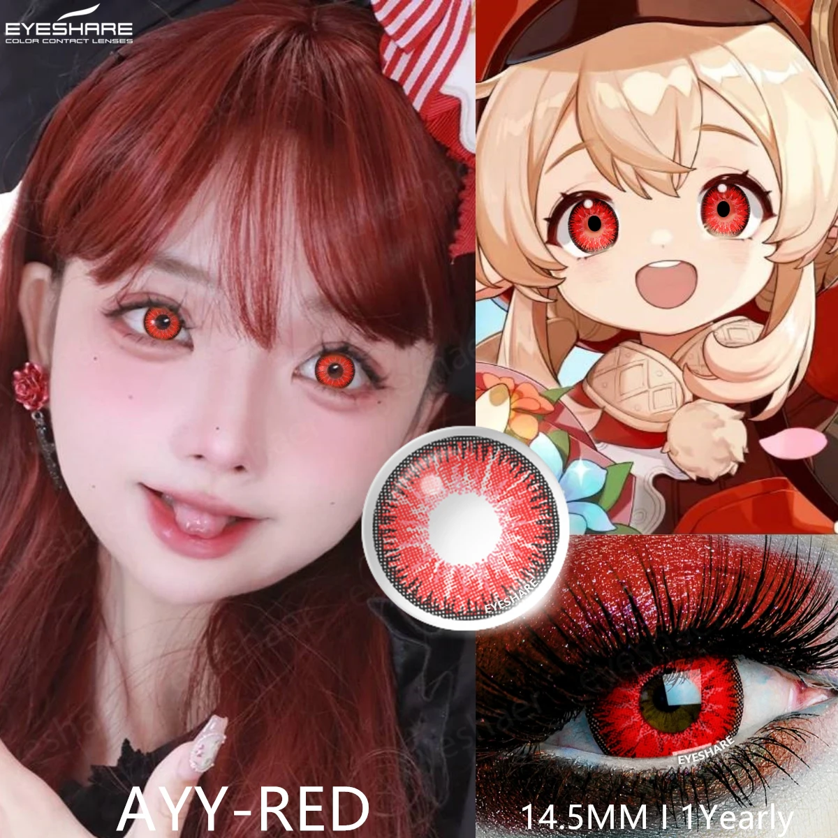 EYESHARE 1 Pair Colored Contact Lenses for Eyes Anime Lenses Beautiful Pupil Scarly Cosplay Contact Lenses Halloween Crazy Lens