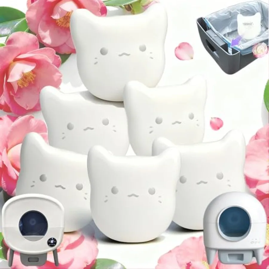 

6PCS Pets Deodorizing Pods for Cumrige Self Cleaning Litter Box Odor Remover for Fumoi Automatic Cat Litter Box Camellia Flower