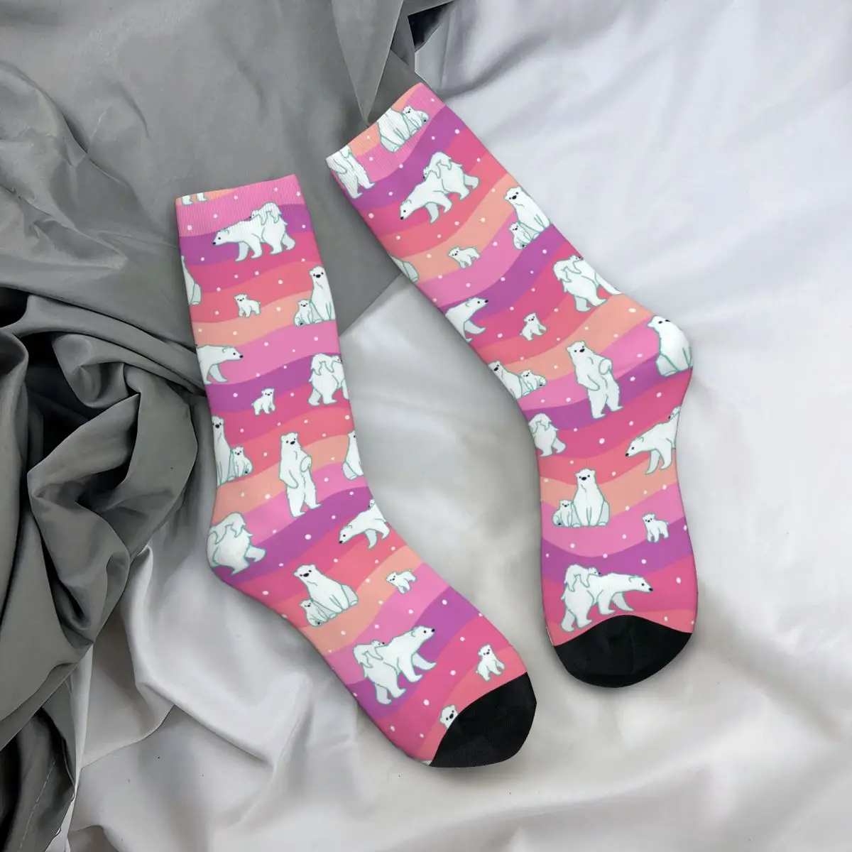 

Всесезонные чулки для экипажа, милые носки с принтом белого медведя, повседневные длинные носки, аксессуары для мужчин и женщин, подарки