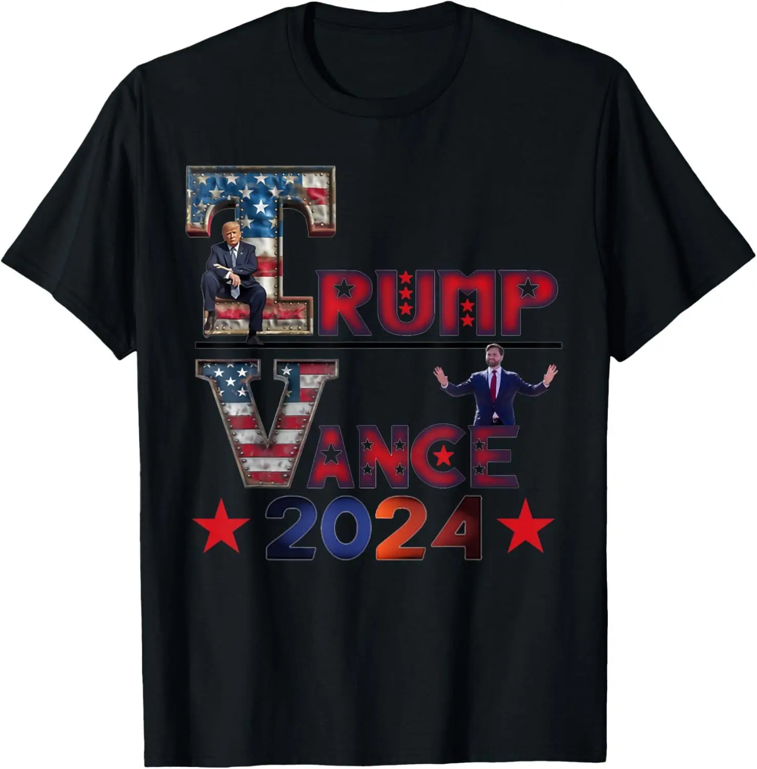 Trump Vance 2024 President Trump Supporter Vintage US Flag T-Shirt