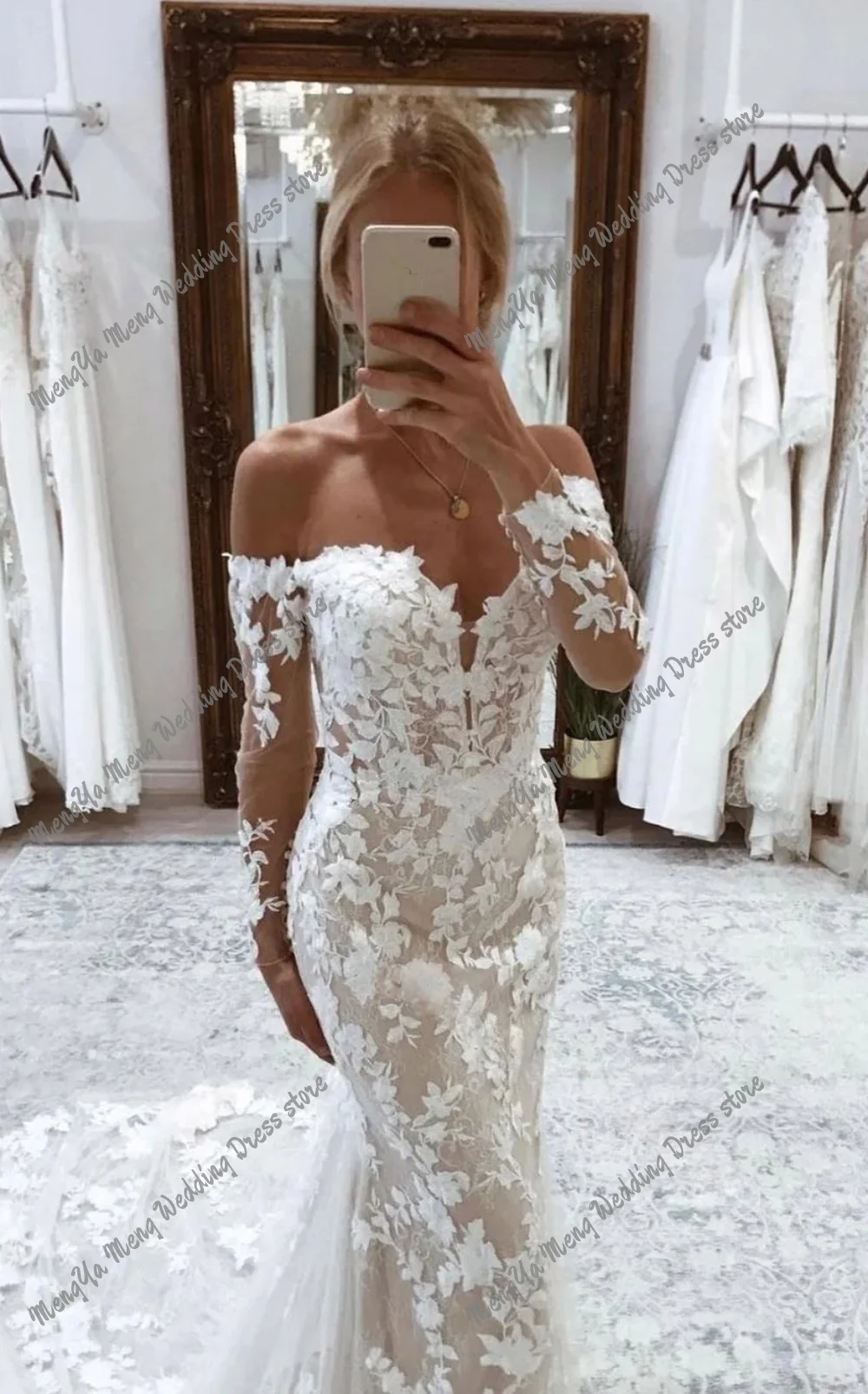 Vinatage Lace Applique Mermaid Wedding Dresses for Brides Off the Shoulder Tulle Boho Bridal Gowns for Wedding Customized 2025