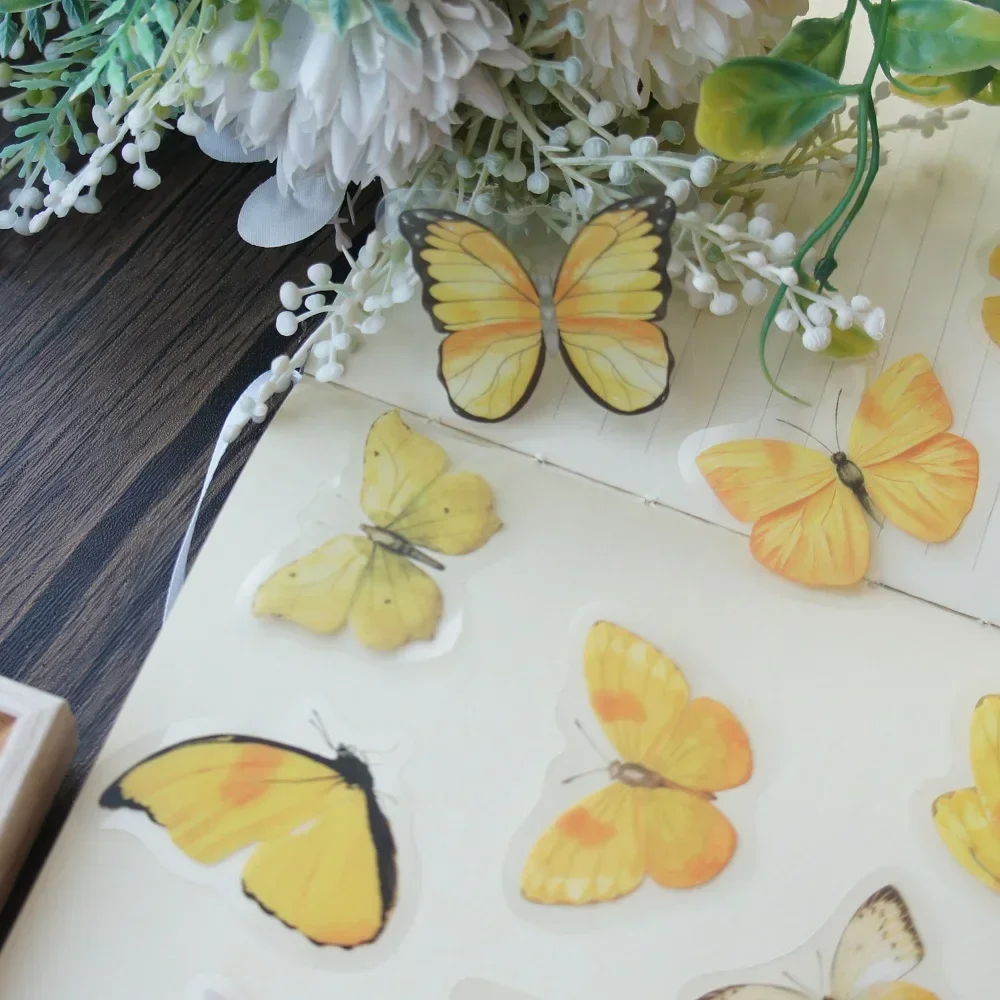 

38pcs Sun Yellow Butterfly Style PVC Sticker Scrapbooking DIY Gift Packing Label Decoration Tag